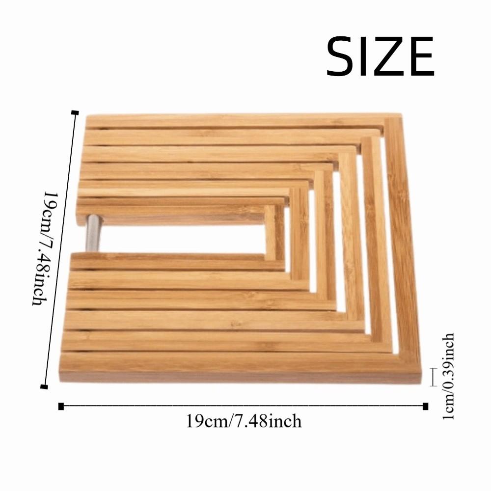 Hollowed-out Bamboo Placemat Natural Anti Scalding Mat Bamboo Heat Insulation Pad  Kitchen Use