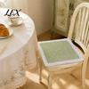 Solid Wood Chair Mat Cotton Linen Pad with Ties, Square Summer Seat Lace Dining Trim, 15.75" x Breathable Washable for Office