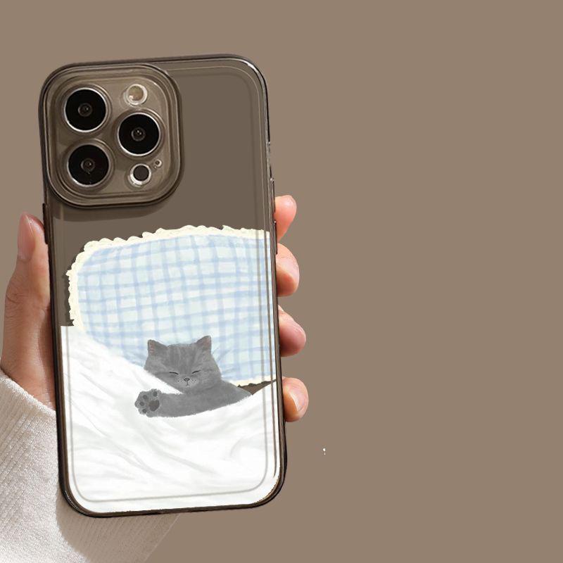 Милый Чехол для Телефона с Спящими Собакой и Кошкой (Пара) Для iPhone 16 15 11 12 14 13 Pro Max Mini XSM XR 7 8 Plus Кавайный Мультяшный Животный Чехол