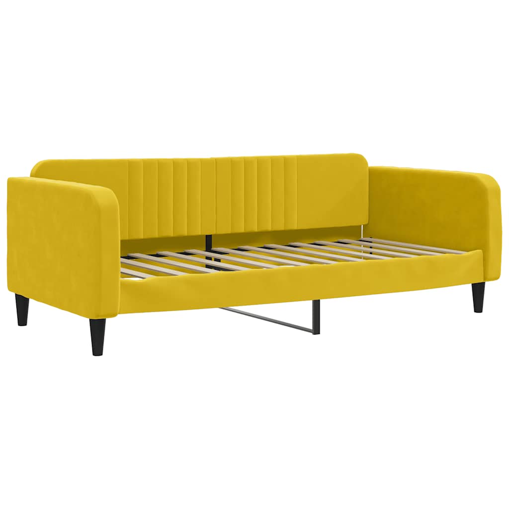 Extendable Daybed with Drawers Yellow 100x200 cm Velvet