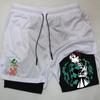 Шорты с рисунком из мультфильмов, мужские летние двухслойные повседневные спортивные брюки для фитнеса и спорта «два в одном»