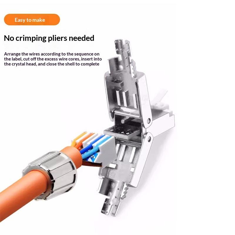 1 шт. Инструмент для разъемов Cat7 Cat6A Cat8 RJ45 Безвинтовой Цинк-сплав Экранированные Ethernet-терминаторы
