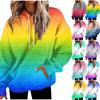 Женская мода свободный повседневный повседневный длинный рукав толстовка с капюшоном градиентный принт свитшот топ