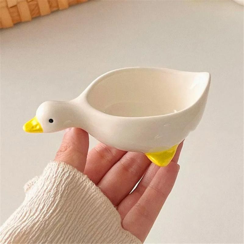 1pc Dip Dish Drinking Duck Cute Flavor Plate Household Seasoning Bowl Ceramic Tableware Sauce Vinegar Dipping Dish