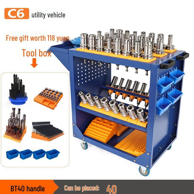 BT40/HSK63 CNC Tool Cart: Hand-Push Storage for Machining Centers