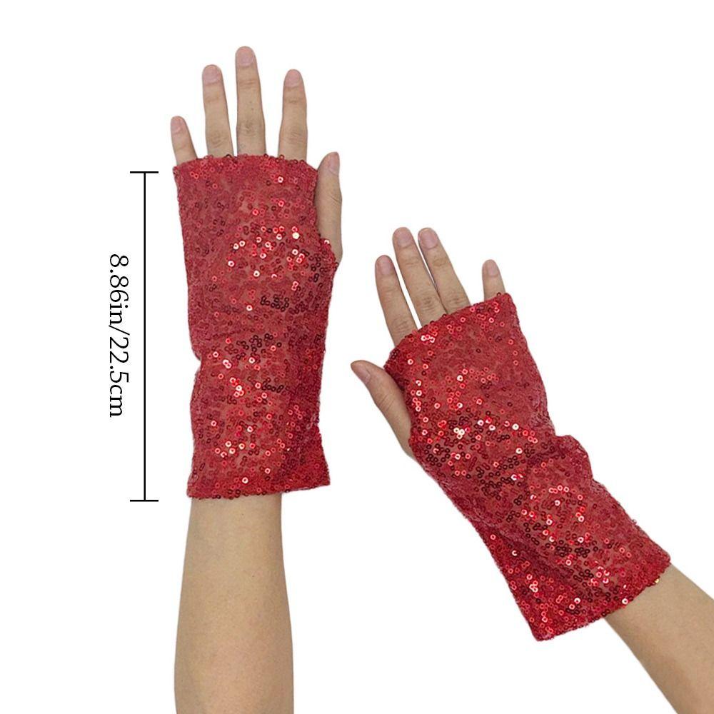 Vintage Cosplay Mittens Fingerless Dancing Gloves Fashion Sequins Gloves Party Club