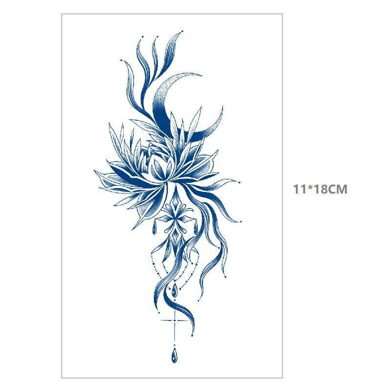 Herbal Juice Waterproof Butterfly Thorn Plain Flower Chest Semi Permanent Gradual Change Water Transfer Tattoo Sticker