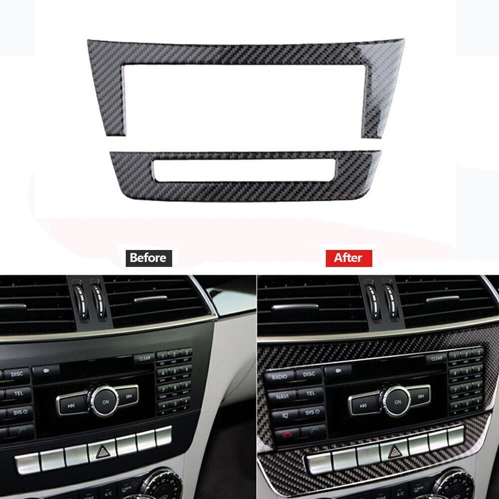 Накладка на центральную панель управления CD из углеродного волокна Для Mercedes Benz C-Class W204 11-13