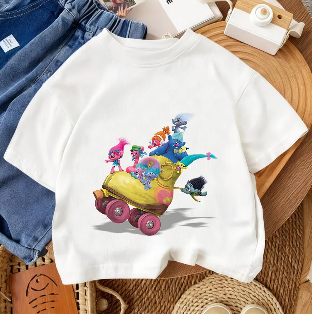 Летняя детская футболка, принт Troll Fashion, Повседневный уличный стиль