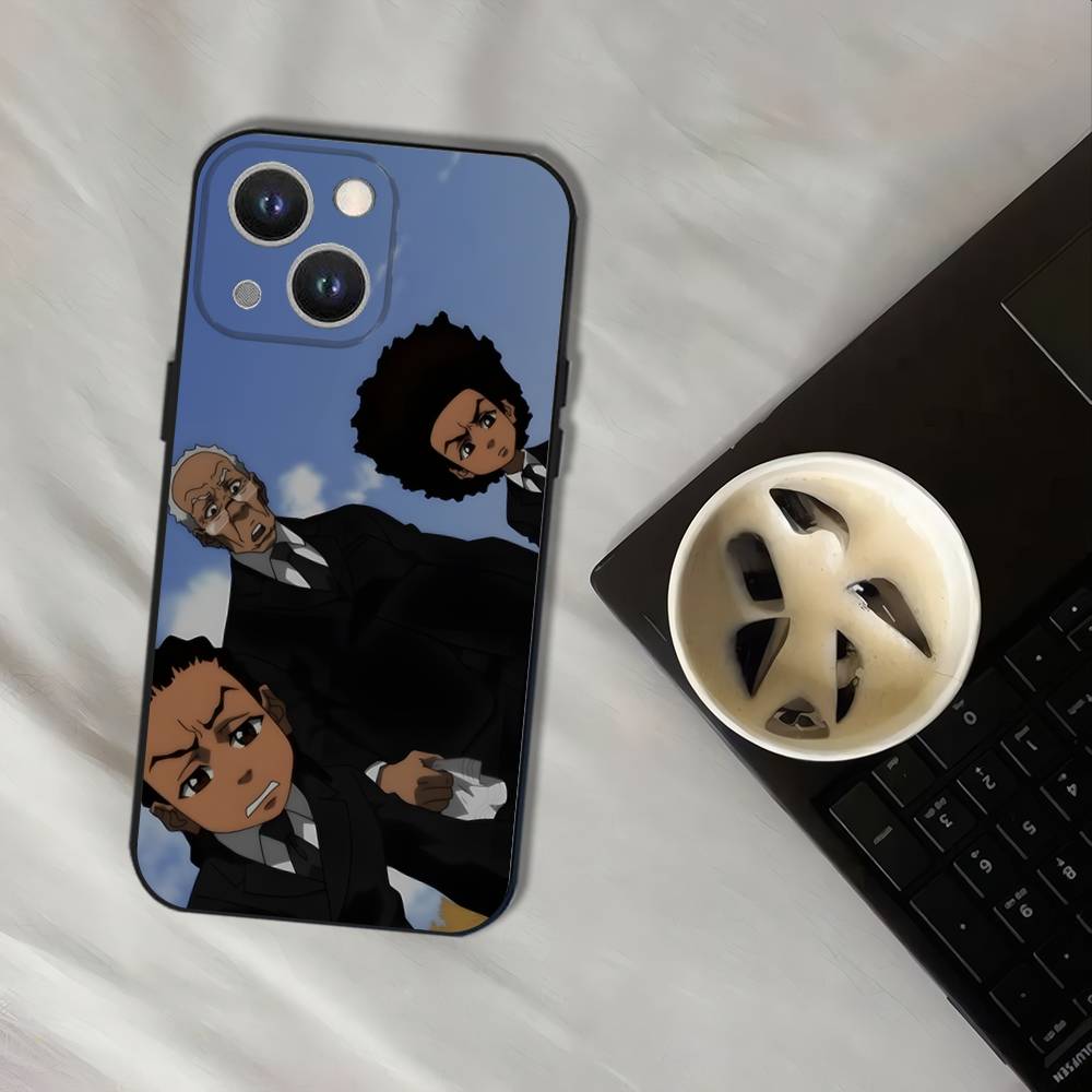 Мультяшный чехол для телефона The Boondocks для iPhone 16,15,14,13,12,11, Pro, XS, Max, XR, Plus, E, SE4, Mini, Черный, Мягкий