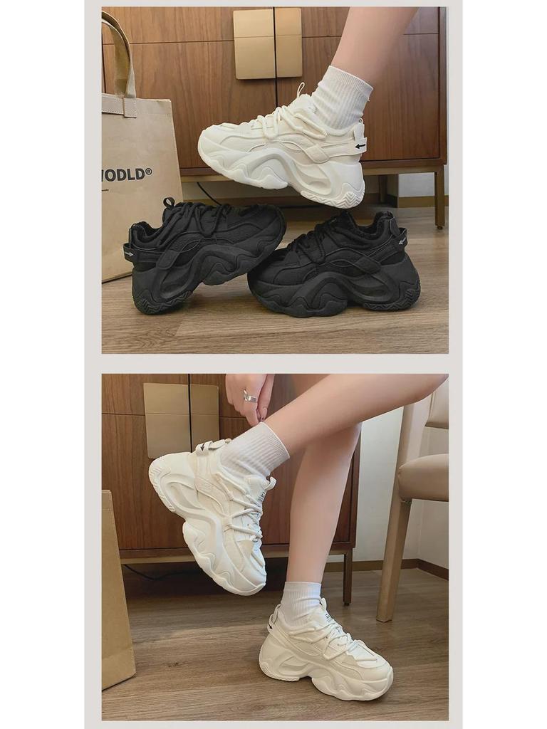 2024 Winter Plus Velvet Dad Shoes - Korean Style Women's Height-Increasing Sports Sneakers, Warm and Casual (FB3306-2)