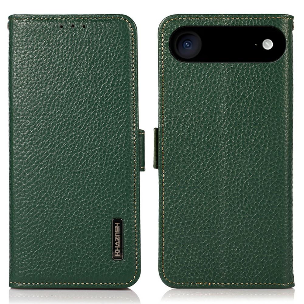 KHAZNEH for iPhone 17 Air Phone Case RFID Blocking Wallet Litchi Texture Genuine Cow Leather Cover