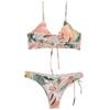 Bikini swimsuit women's ink painting colorful printing pattern lace-up three-point sexy split hot spring swimsuit