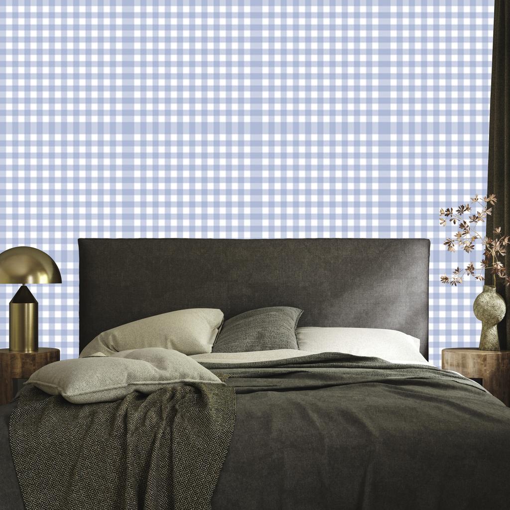 Wallpaper Fabric Pattern Blue, White and Light Gray 50x1000