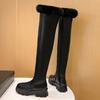 Warm Plush Snow Boots Women 2024 Winter Shoe Black Over the Knee High Boot Ladies Platform Fur Long Rain Shoes Female Waterproof
