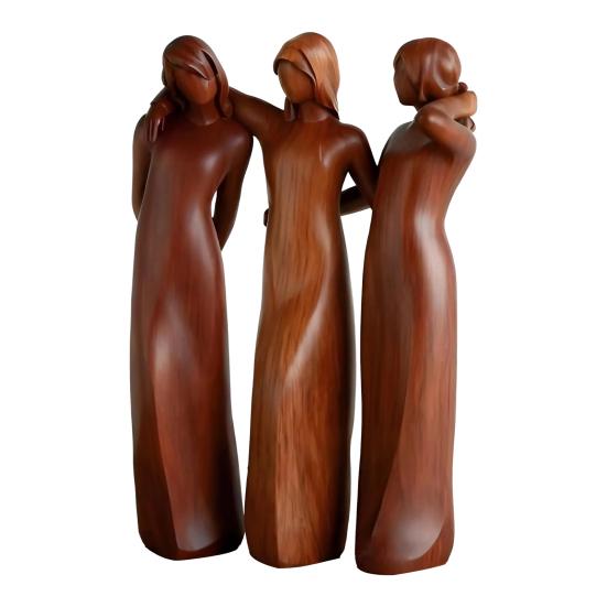 Фигурка Сестра Стоящая 2/3/4 Женщины Деревянная Скульптура Подарки Дружбы для Лучших Подруг Женщин Настольное Украшение для Гостиной Спальни Офисного Стола