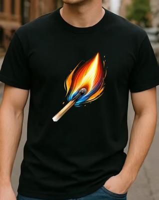 Colorful Flame Matches Cool And Individualistic Fashion Tshirt Casual Shortsleeved Tshirt Shortsleeved Shirt Unisexs Clothing
