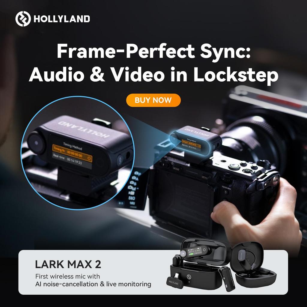 Беспроводной микрофон Hollyland Lark MAX 2 Ultimate Combo для iPhone/камеры/Android, шумоподавление ИИ, беспроводной мониторинг, таймкод