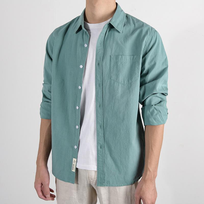 Pure Cotton, Autumn Men's Fashion Business Comfortable Slim British Style Work Casual with Breathable Cotton Long Sleeve Shirt