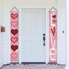 1 пара дверных подвесных украшений на День святого Валентина, вечерние баннеры с ремешком, изысканный узор, легко повесить куплет, дверные занавески, таблички