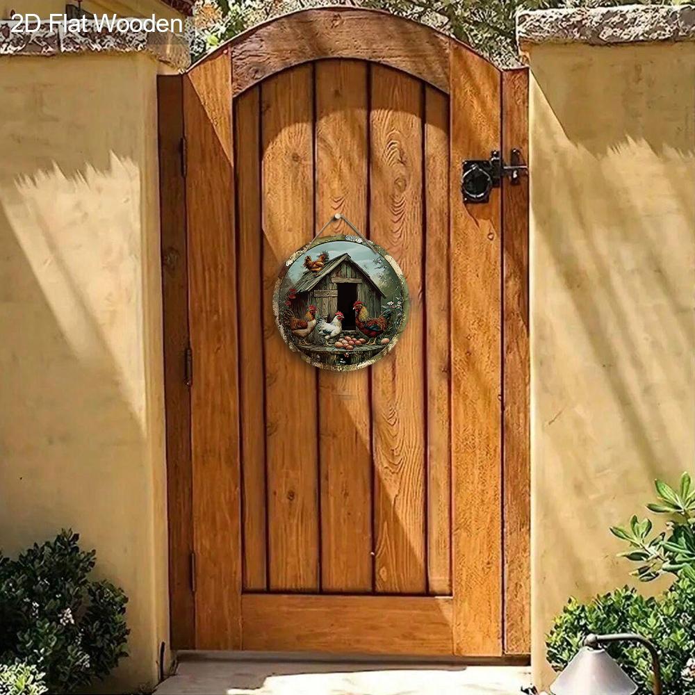 2pcs Funny Russian Henhouse Wooden Sign with Chicken Pattern - Retro Decorative Plaque for Chicken Coop, Farm Decor - Animal-themed Ornament