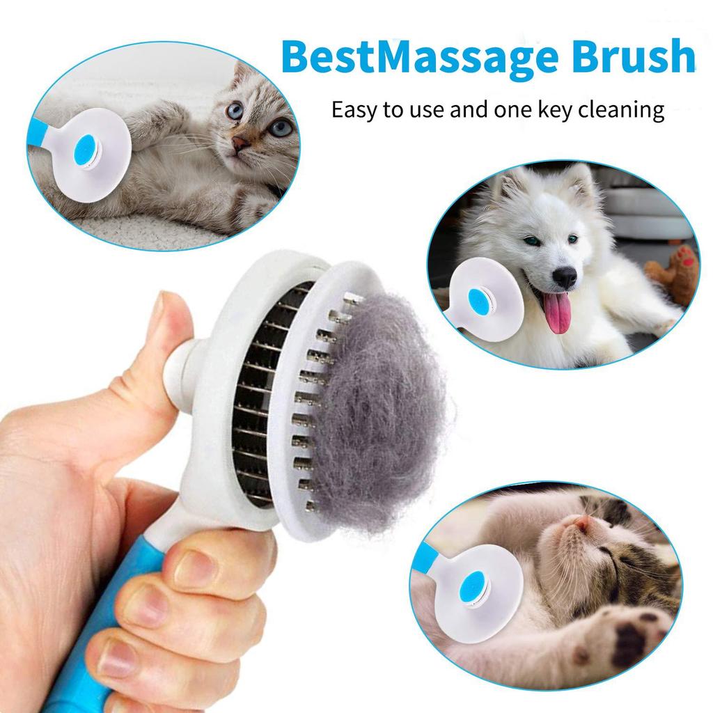 Cat Grooming Brush Self Cleaning Slicker Brushes for Dogs Cats Pet Brush Tool Gently Removes Loose Undercoat Mats Tangled Hair Massage-Self