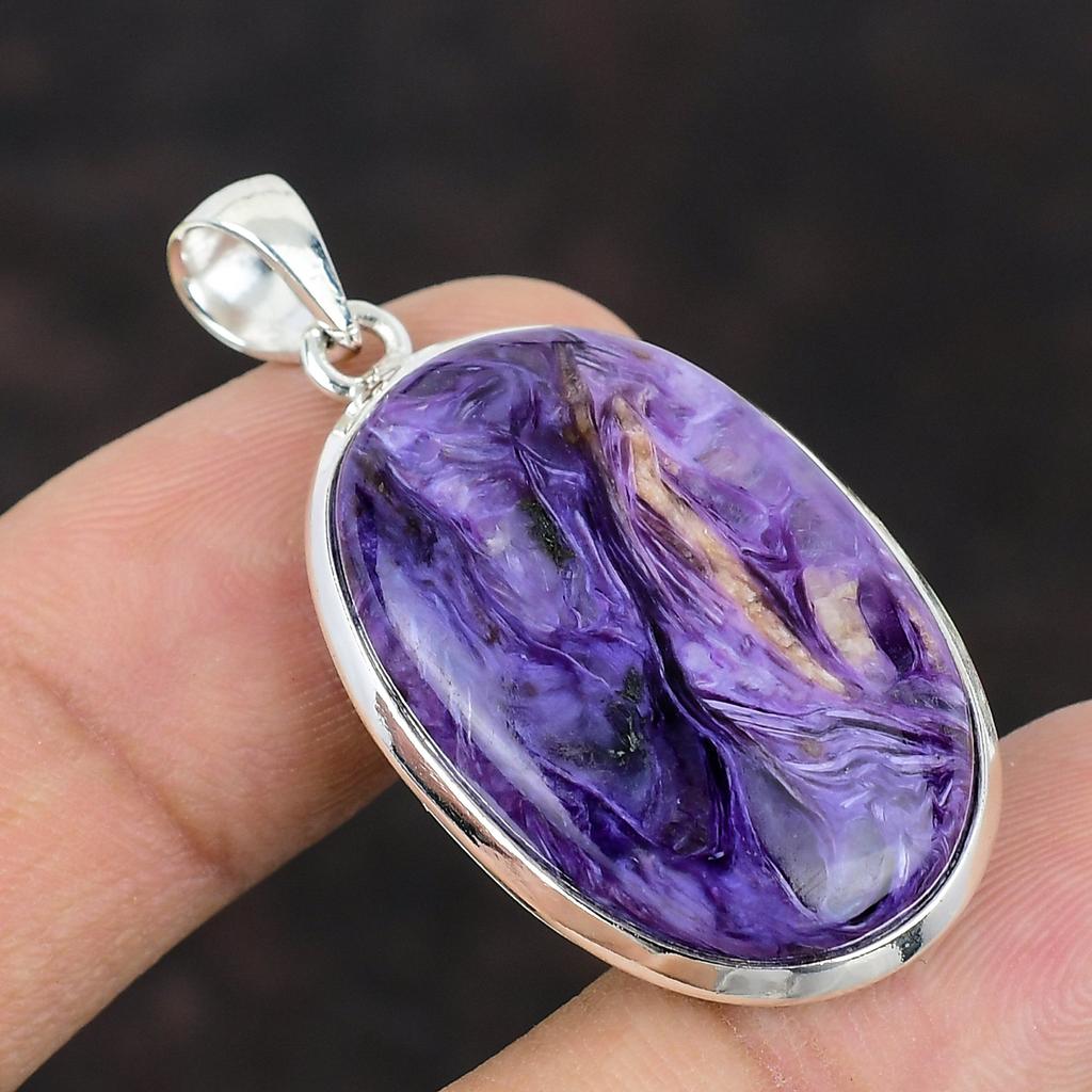 Charoite Pendant Top Quality Gemstone Pendant 925 Sterling Silver Pendant Charoite Handmade Jewelry Healing Stone Pendant Anniversary Gifts