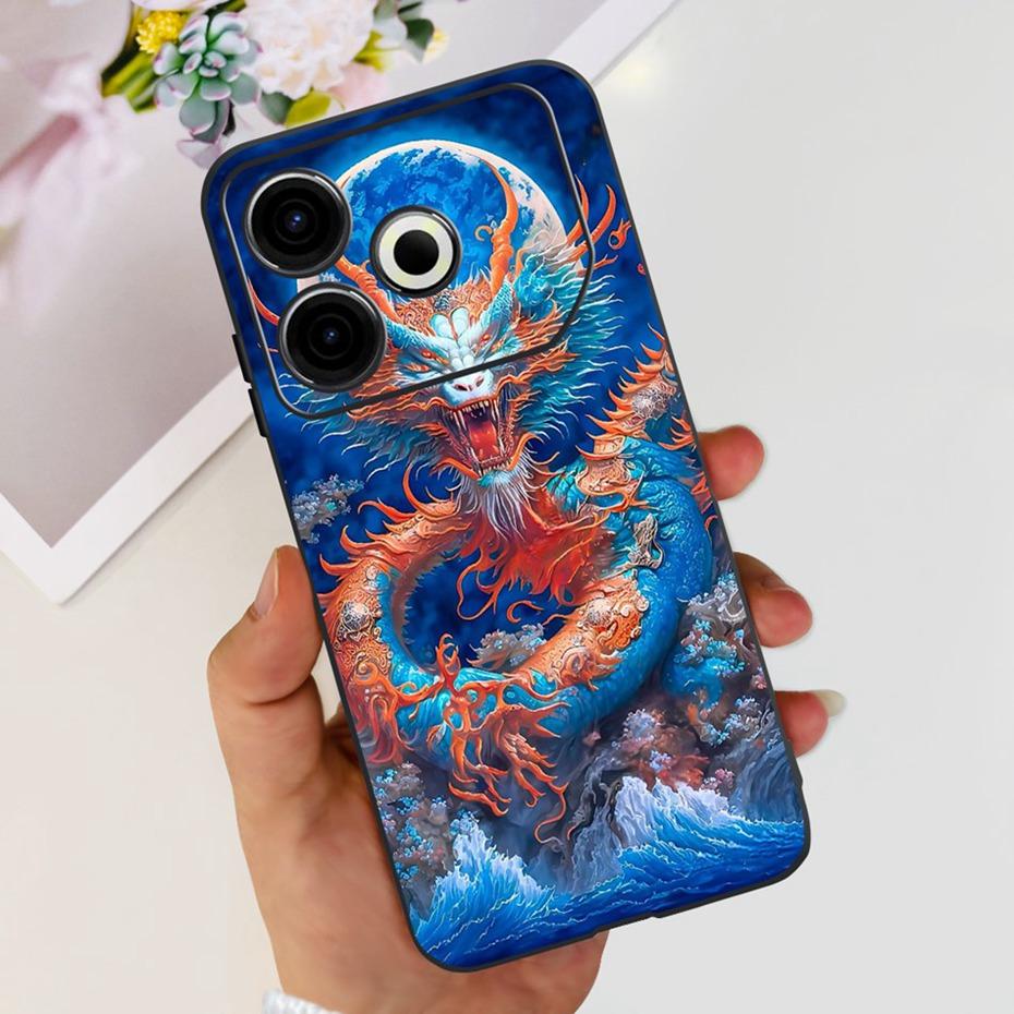 Модный Чехол 2024 года Для Tecno Pova 6 Neo Черный Силиконовый Мягкий ТПУ Задняя Крышка Для Tecno Pova 6Neo 4G Чехлы Для Телефона