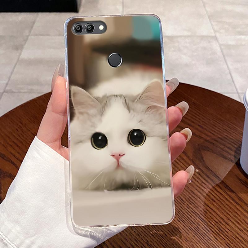 Гелевый чехол для Huawei Y9 2018 / Enjoy 8 Plus Fundas Capa Прозрачный силиконовый мягкий ТПУ задняя крышка Милый Кот Кролик Защитный чехол