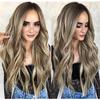Женский длинный волнистый натуральный термостойкий парик из синтетических волос, смешанный блондин-коричневый парик для женщин, повседневное использование, косплей