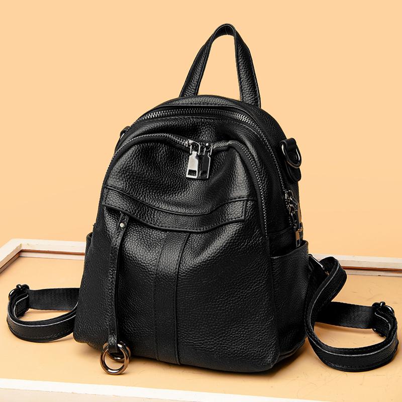 Genuine Leather Backpack for Women Travel Backpack Soft Cowhide School Backpack