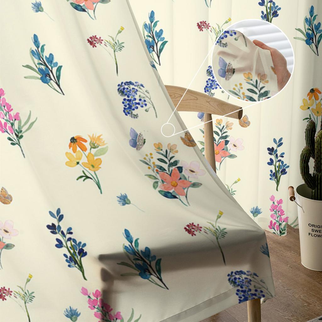 Цветы маргаритки, лаванда, бабочки, прозрачные шторы для гостиной, оконные шторы, тюль для кухни, вуаль, органза, шторы