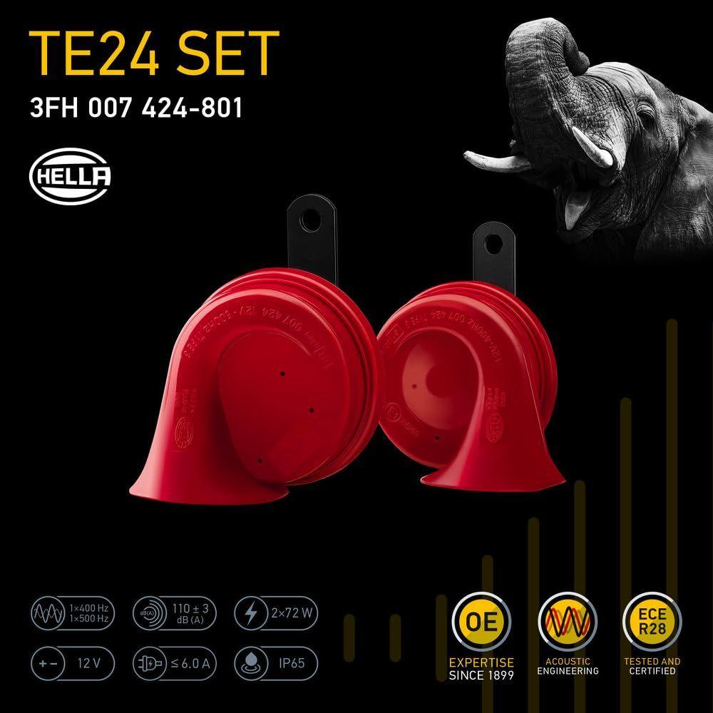 3FH 007 424-801 Двухтональный комплект клаксонов высокого/низкого тона 12 В с кронштейном для легкового автомобиля