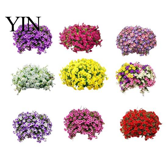 Garden Artificial Flowers UV Resistant Petunias Flowers, Outdoor Fake for Patio Porch Hanging Baskets, Realistic Plants Decor Indoor