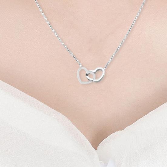 Двойное ожерелье в форме сердца Полое ожерелье с подвеской в форме сердца Цепочка на День святого Валентина День рождения Годовщина