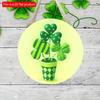 2D Flat 20*20cm1pc St.Patrick's Day Theme Cartoon Four-leaf Clover Potted Plant Awesome Round Entryway Sign, Porch&Outdoor Patio&Garden St.Patrick's