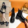 Новые женские короткие ботинки Челси, британские короткие одинарные ботинки с круглым носком, ботинки Мартин на высокой толстой подошве, ботинки-сигареты