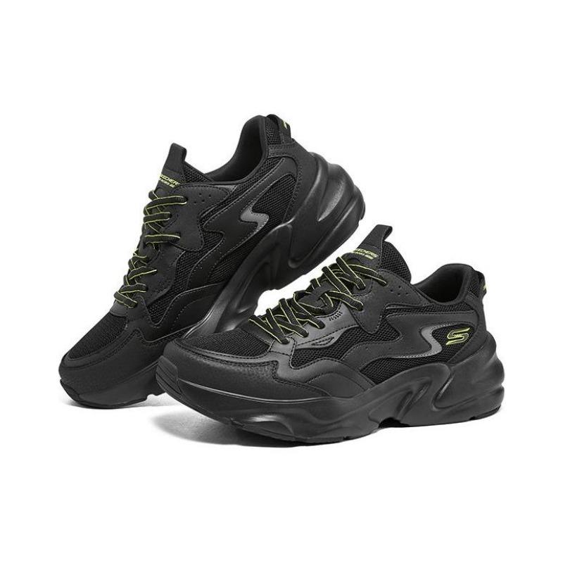 Skechers D'LITES Мужские Сетчатые Кроссовки на Толстой Подошве Низкие Черные 118323-BBK