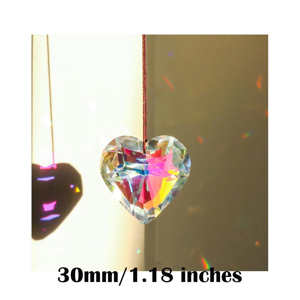 45mm Hanging Heart Suncatcher Prism Pendant Crafts for Home Office Garden Decoration Rainbow Maker Window Pendant 2025 Xmas Gift