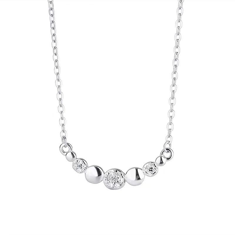S925 sterling silver geometric curved necklace female Korean version personalized versatile diamond pendant autumn and winter new collarbone chain