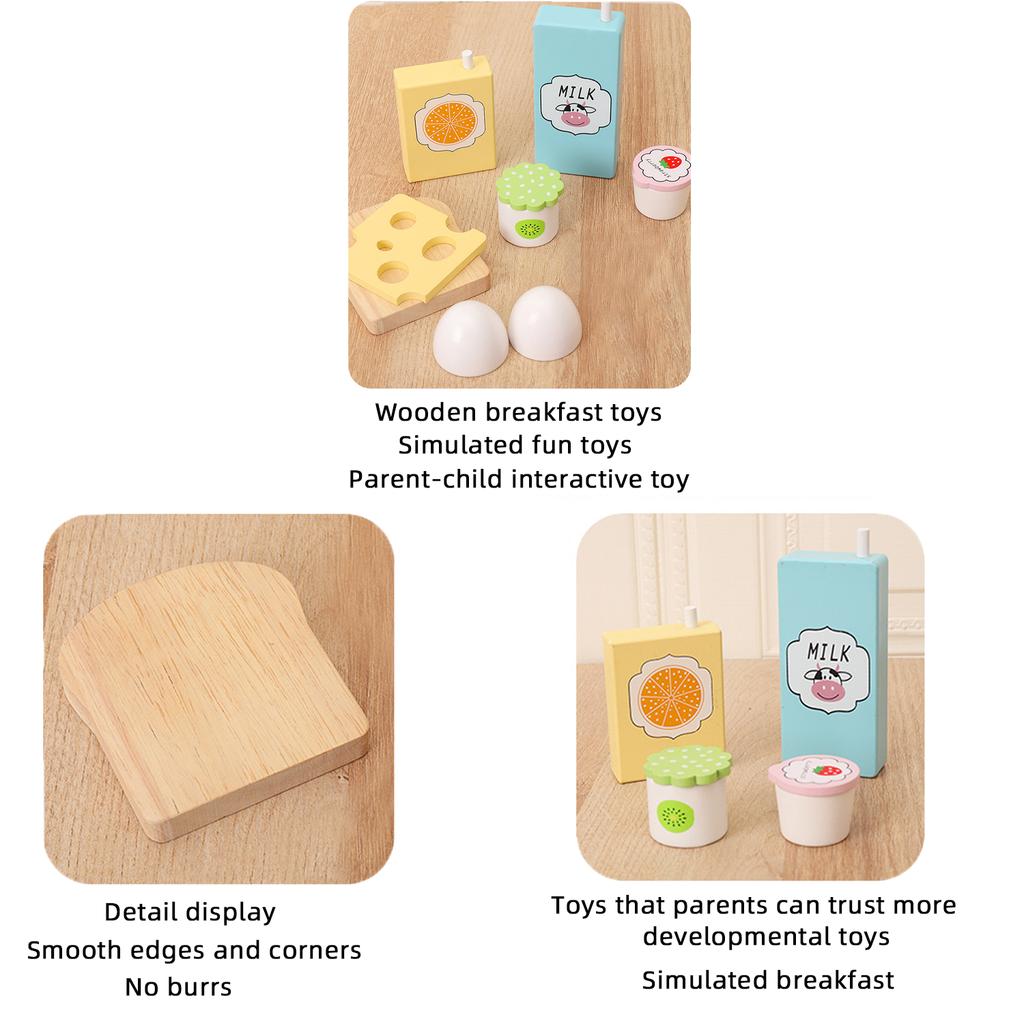 Деревянная игрушка для завтрака, имитация американского молочного завтрака, комбинированная кухонная игрушка, новая и веселая ролевая игра