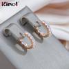 Kinel Shiny Zircon Full Paved Hoop Earrings For Women Rose Gold Bride Wedding Jewelry