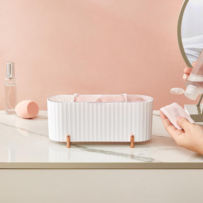 Desktop Cosmetics Storage Box Dust-proof Makeup Organizer For Cotton Pads Swabs Beauty Egg Holder Bathroom Jewelry Organizer