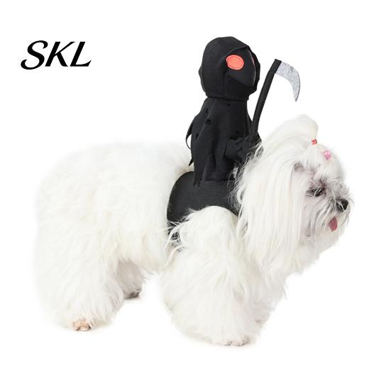 Funny Animal Party Outfit Dog Halloween Costume, Grim Reaper Rider 3D Cosplay Outfit, Unique Pet Holiday Apparel for Small Medium And Large Cats Dogs