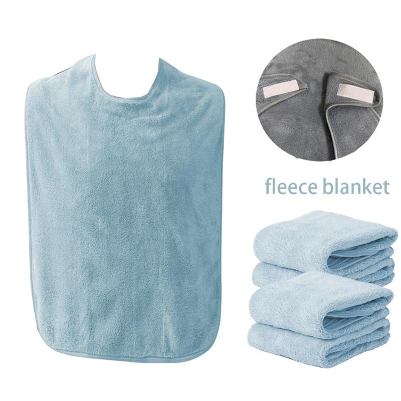 Reusable Coral Fleece Clothing Protective Cover for Special Needs Adults Elderly Large Towel Bib Washable Adjustable Bib
