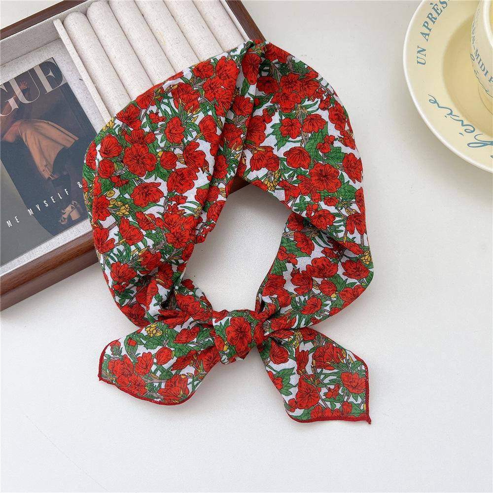 Маленький квадратный шарф из хлопка и льна, шелковый шарф, женский, весна и осень, новый стиль, художественный и универсальный, модный, темпераментный шарф-повязка на голову