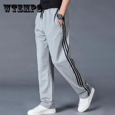 Весенние и осенние спортивные брюки, мужские прямые свободные повседневные брюки в полоску, универсальные брюки больших размеров