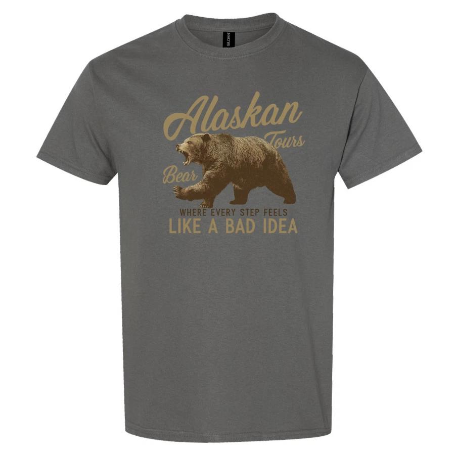 Alaskan Tours Bear T Shirt Like a Bad Idea Funny Vintage Travel Graphic Tee Gift