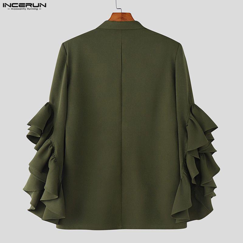 INCERUN Мужские лацканы с оборками, рукава с разрезами, повседневные свободные пиджаки для вечеринок