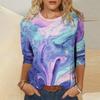 Women Autumn Tops Loose Cat Marbling Print Causal Long Sleeve T-shirt Top Blouse